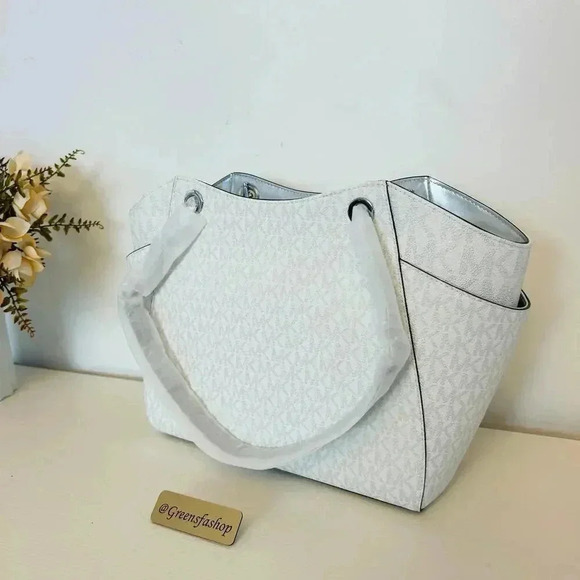 Michael Kors Purse jet set travel large chain tote shoulder bag silver - Picture 4 of 9